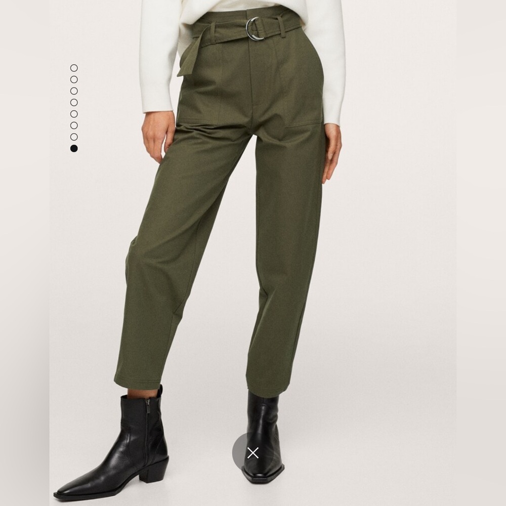 Army green / khaki belted trousers